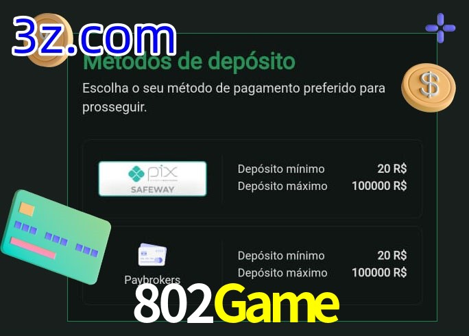 O cassino 802Game oferece uma grande variedade de métodos de pagamento
